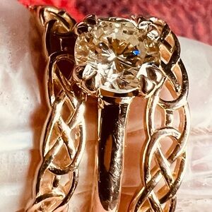 CELTIC Diamond Rose Gold Wedding Engagement - Three Rings